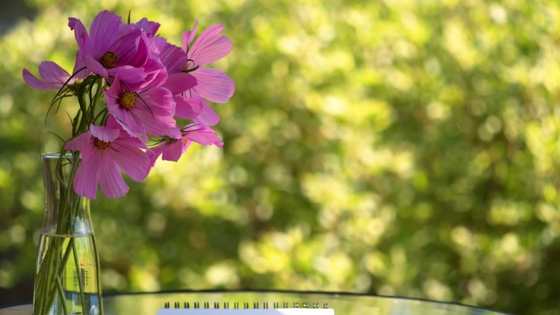 Beistelltisch Garten mit Block und Stift sowie Blumen