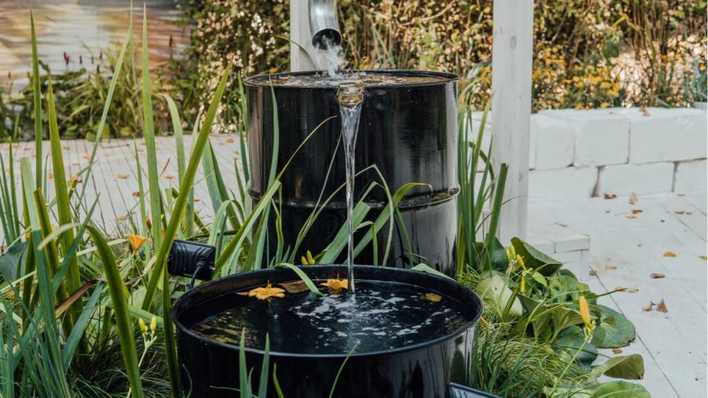 Regenwasser fließt direkt in Tonnen