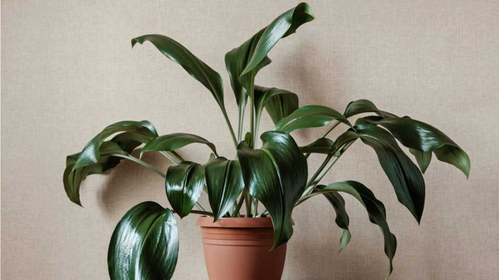 Schusterpalme in einem Blumentopf gepflanzt, heller Hintergrund