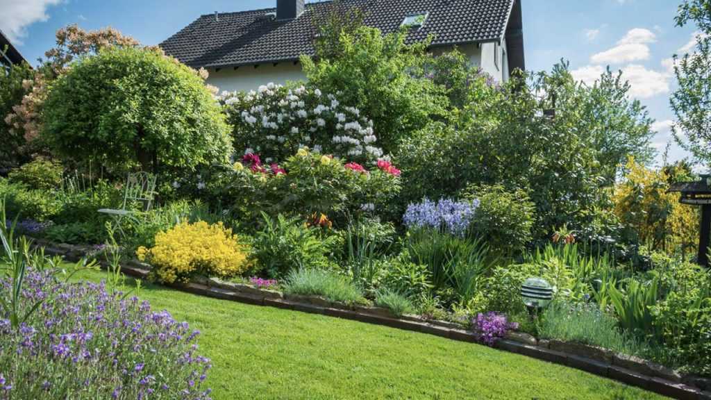 Garten mit verschiedenen Blumen